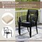 Black Patio Bistro Armchairs Set of 2 Stackable with Cushions Beige